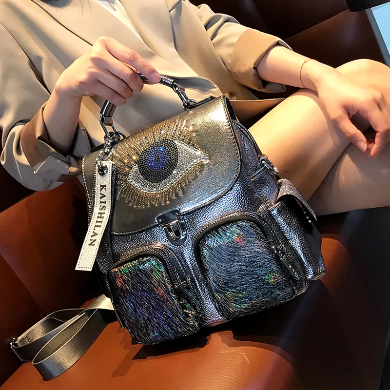 

Leather Rhinestone Women's Backpack 2022 New Classic Ladies One Shoulder Messenger Bag Ladies Fashion Wallets and Handbags Bolso