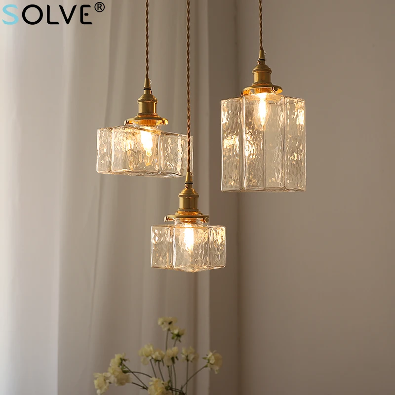 

Retro Glass Pendant Light Nordic Minimalist Bedroom Bedside Lamps Living Room Dining Room Balcony Porch Decorative Lights E27