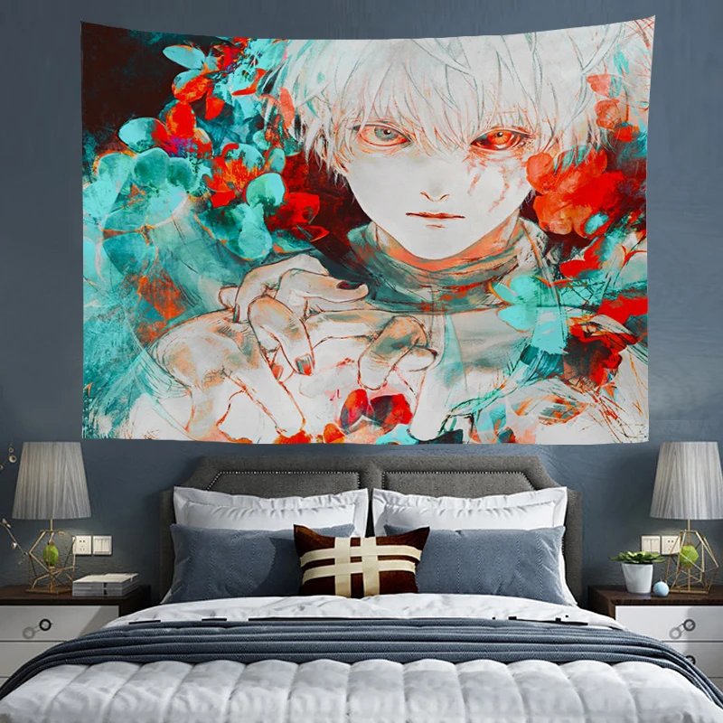 

Tokyo Ghoul Tapestry Wall Hanging Aesthetic Room Decor Headboards Tapestries Decorative Art Decoration Bedroom Wallpaper Home