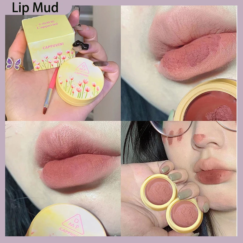 Canned Lip Mud Mousse Matte Velvet Lipstick Lip Gloss Long Lasting Cosmetic Lip Glaze Waterproof Women Lip Tint Makeup