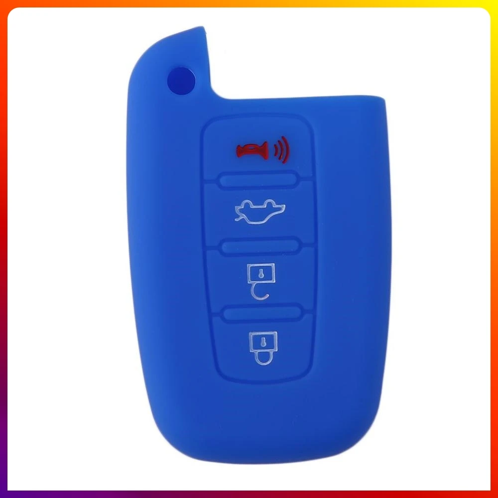 

2 цвета, силиконовый чехол для автомобильного ключа, искусственный силиконовый чехол для автомобильного ключа для HYUNDAI SantaFe IX45, 4 кнопки, умны...