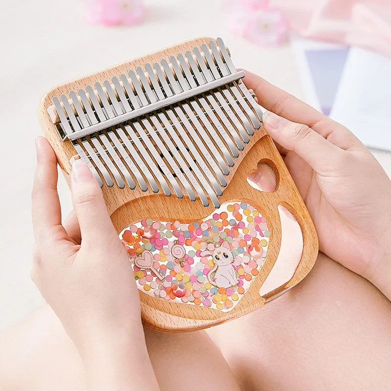 Полимерная Хроматическая прозрачная мини-клавиатура Kalimba Симпатичная кошка