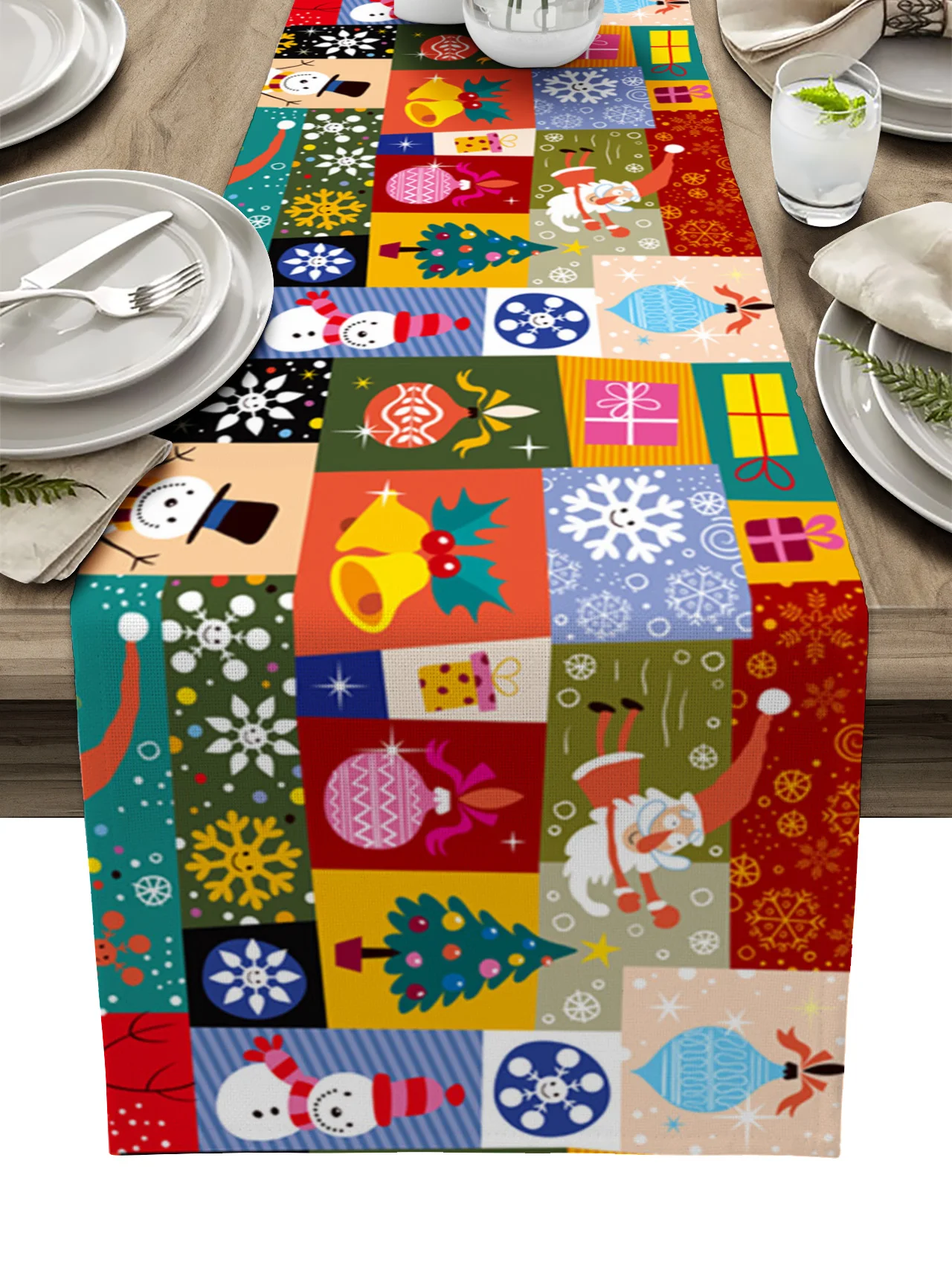 

Christmas Presents Santa Claus Table Runners Kitchen Table Decoration Dining Table Runners Wedding Party Table Decor