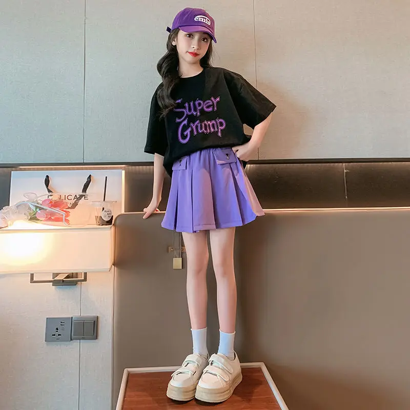 

Новинка 2023, модная футболка с надписью для девочек, футболка с коротким рукавом и телефон, детский модный спортивный костюм 5, 6, 8, 10, 12, 14 лет