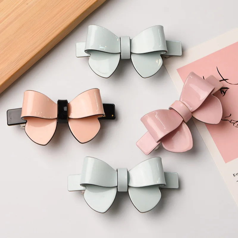 

8.6cm Mini Acrylic Material Bow Shape Hair Accessories Side Hair Clip New Hairpin for Women Decoration