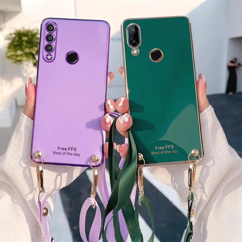 Чехол с ремешком через плечо для Huawei P30 P20 P40 Lite P50 pro P Smart Plus 2019 Nova 5t 3 3i, силиконовый чехол с покрытием P30lite