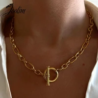 joolim jewelry wholesale waterproof tarnish free thick toggle necklace gold jewelry