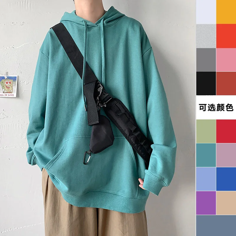 

Мужской свитшот из хлопка, однотонный Свободный свитшот с длинным рукавом, несколько цветов, в Корейском стиле, весна-осень 2022