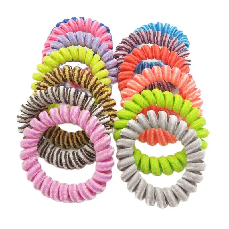 

4Pcs Striped Cloth Wrap Random Color Telephone Wire Line Rubber Band Elastic Hairband Hair Rope Scrunchy Gum 5.5CM