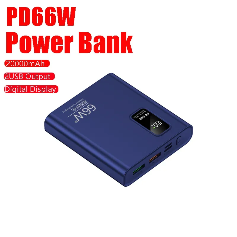 Внешний аккумулятор PD66W на 20000 мА · ч с 2USB-портами и цифровым дисплеем
