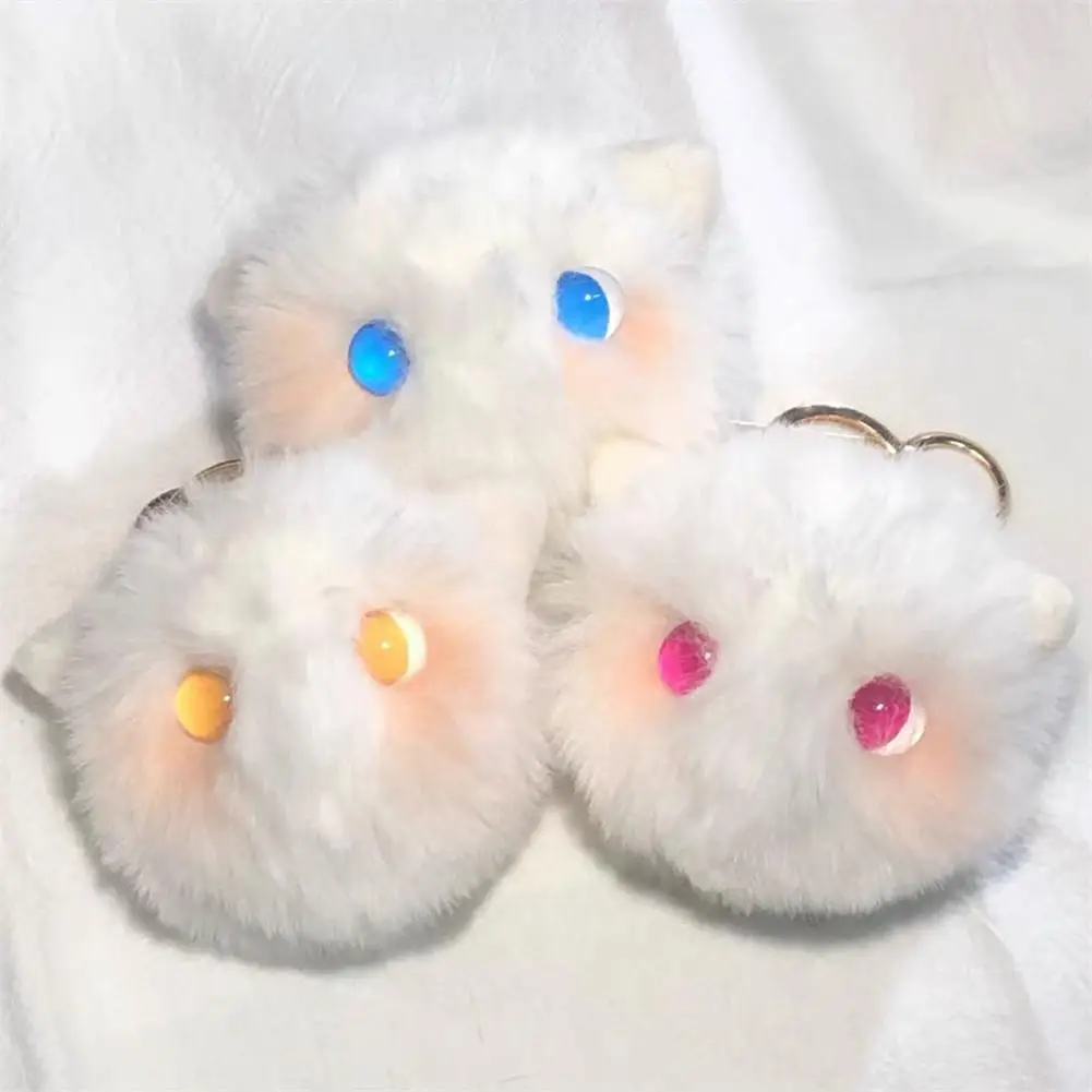 

Sweet Cute Powder Blusher Hair Ball Cat Pendant Artificial Mink Hairball Car Bags Keychain For Women Fashion Girls Gifts E5M1