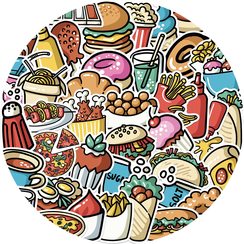 

10/30/44PCS Kawaii Food Snacks Cute Sticker Toys For Kids DIY Notebook Laptop Suitcase Phone Cartoon Sticker Decals Decoration