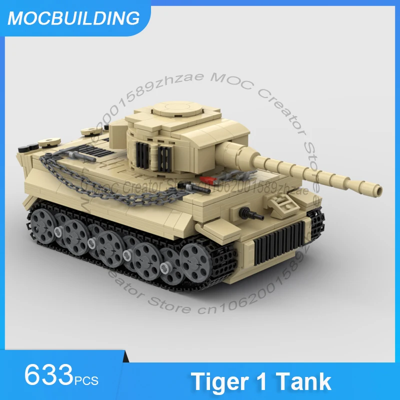 Фото Конструктор MOC: Модель танка Тигр 1, сборные блоки, военная коллекция, креативные развивающие игрушки, подарки, 633 детали. №1