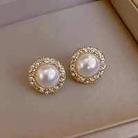 imitation pearl fashion stud earrings for women jewelry girls vintage accessories trends geometric earring
