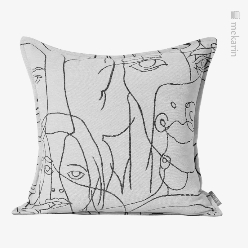 

Living room decoration Designer Luxury Throw Pillows Abstract Face White Sofa Decor Cushion Cover