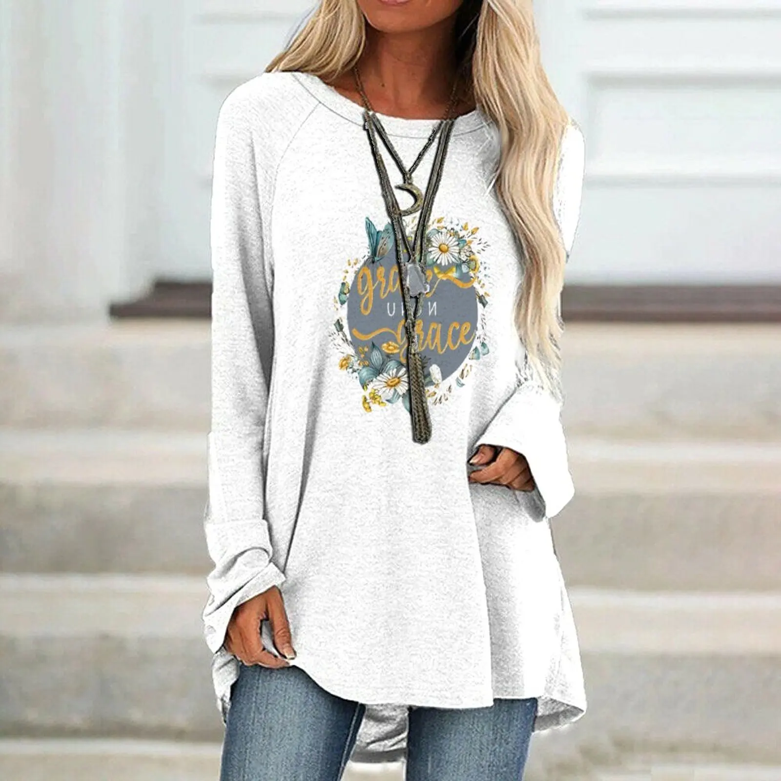 

Fashion Print Women Sweatshirts Fall Winter Casual O Neck Pullovers Long Sleeve Tops Nurse Living Tops
