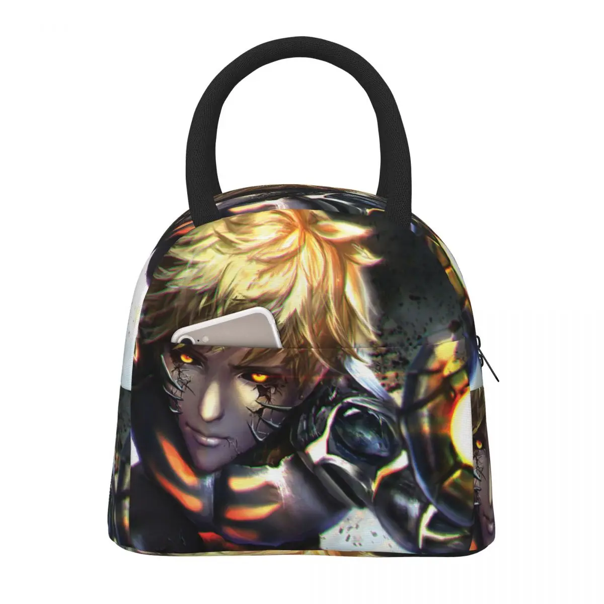 

One Punch Man Genos Lunch Bag Demon Cyborg Funny Lunch Box Outdoor Picnic Convenient Cooler Bag Oxford Design Thermal Lunch Bags