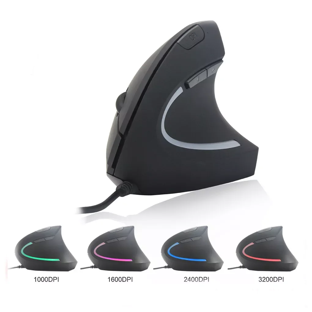 

Wired Vertical Mouse Ergonomic Optical Gaming Mice 1000/1600/2400/3200 DPI USB LED Light Computer Mause Gamer