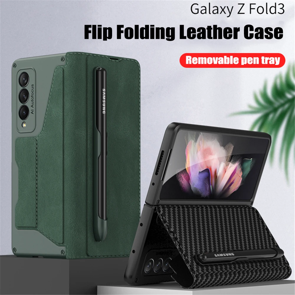 

Чехол для телефона с отделением для карт и держателем для ручек для Samsung Galaxy Z, складной чехол для телефона 2021 дюйма, кожаный чехол, роскошный ...