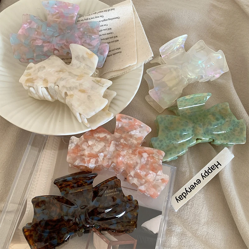 Женские ацетатные заколки для волос с бантом и зажимом в виде акулы