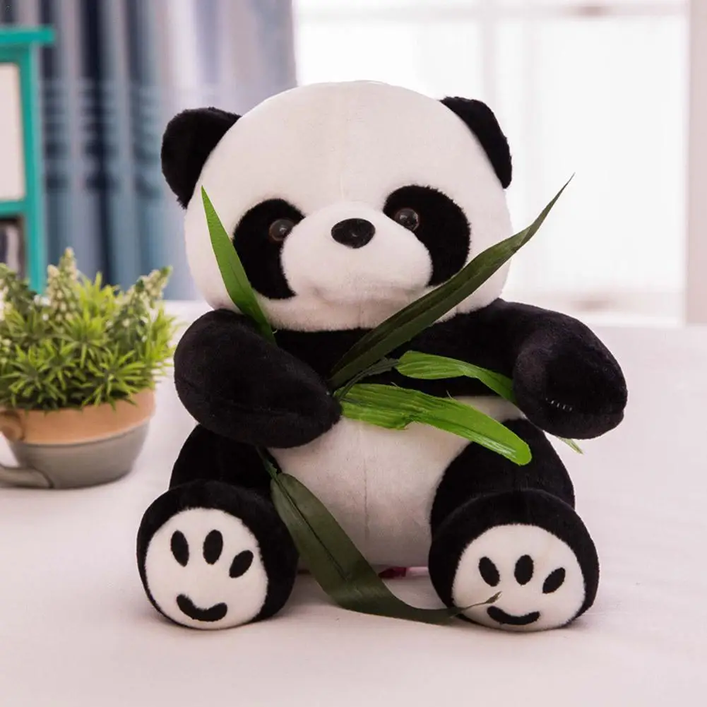 

12/20CM Funny Panda With Bamboo Leaves Plush Toys Kid Birthday Gift Soft Cartoon Animal Stuffed Animals Pendant Doll Kids Gifts