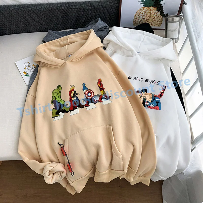 

Disney Marvel The Avengers Cartoon Funny print Hoodies Mens Fashion Hooded Autumn Fleece Hoodie Streetwear Casual Sweatshirts