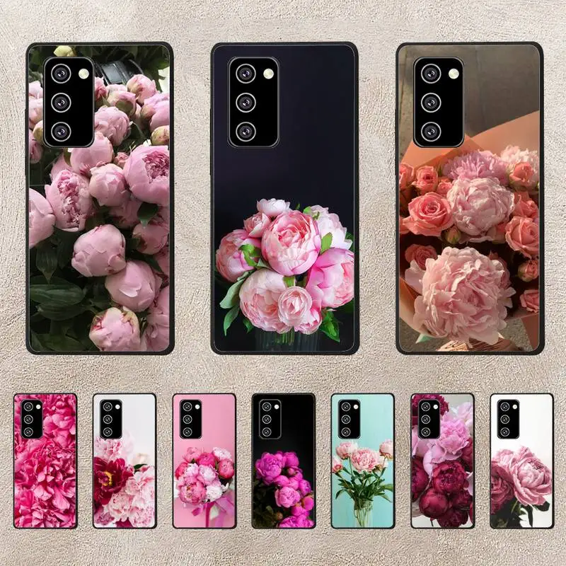 

Flower Pink Peonies Peony Phone Case For Oppo Reno Realme C3 6Pro Cover For Vivo Y91C Y17 Y19 Funda Capa