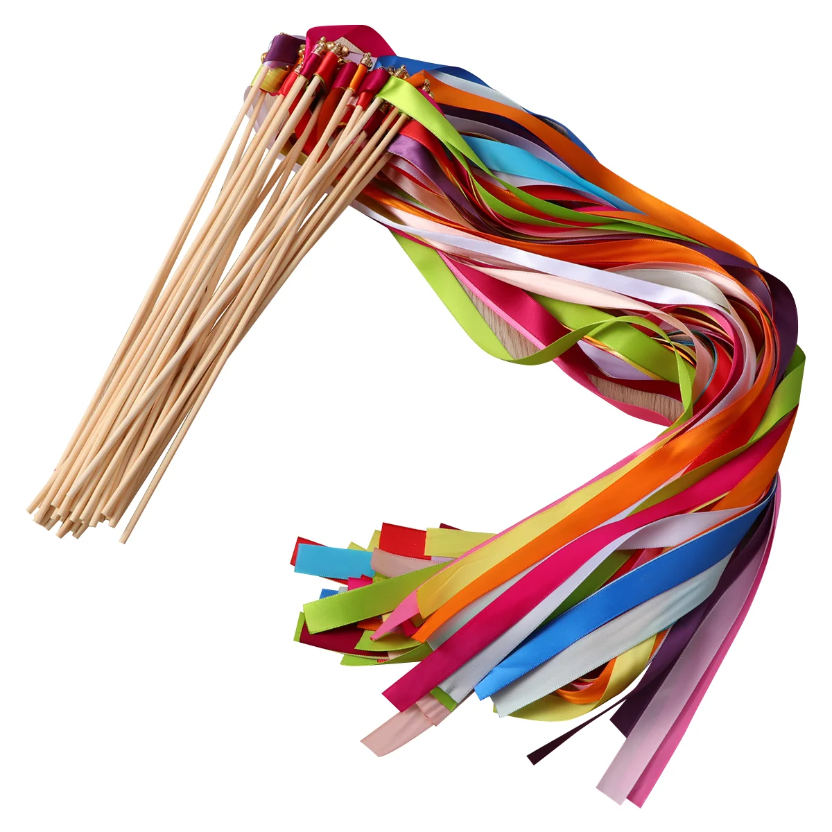 

Ribbon Stick Wand Streamers Fairy Wands Streamer Rainbow Kids Ribbons Wedding Party Silk Bells Cat Champagne Dancer Chromatic
