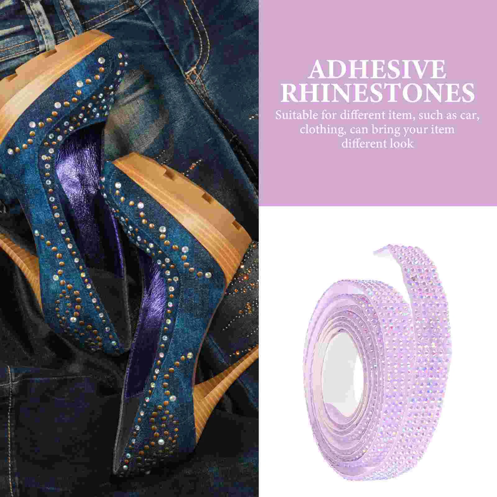 Лента со стразами фиолетовая наклейка полоски из смолы самоклеящиеся стразы для