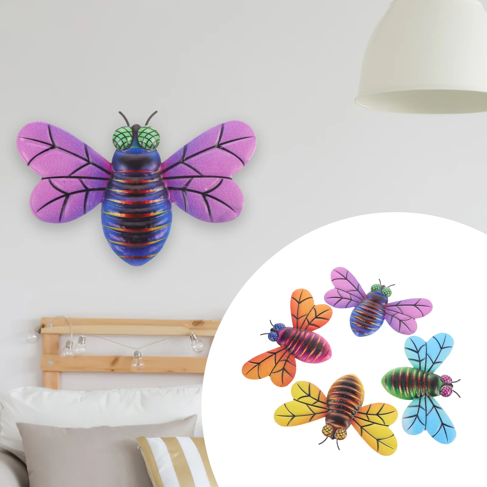 

4 Pcs Vintage Home Decor Bee Decorative Pendant Iron Bees Wall Ornaments Decorate Garden Decoration Hanging