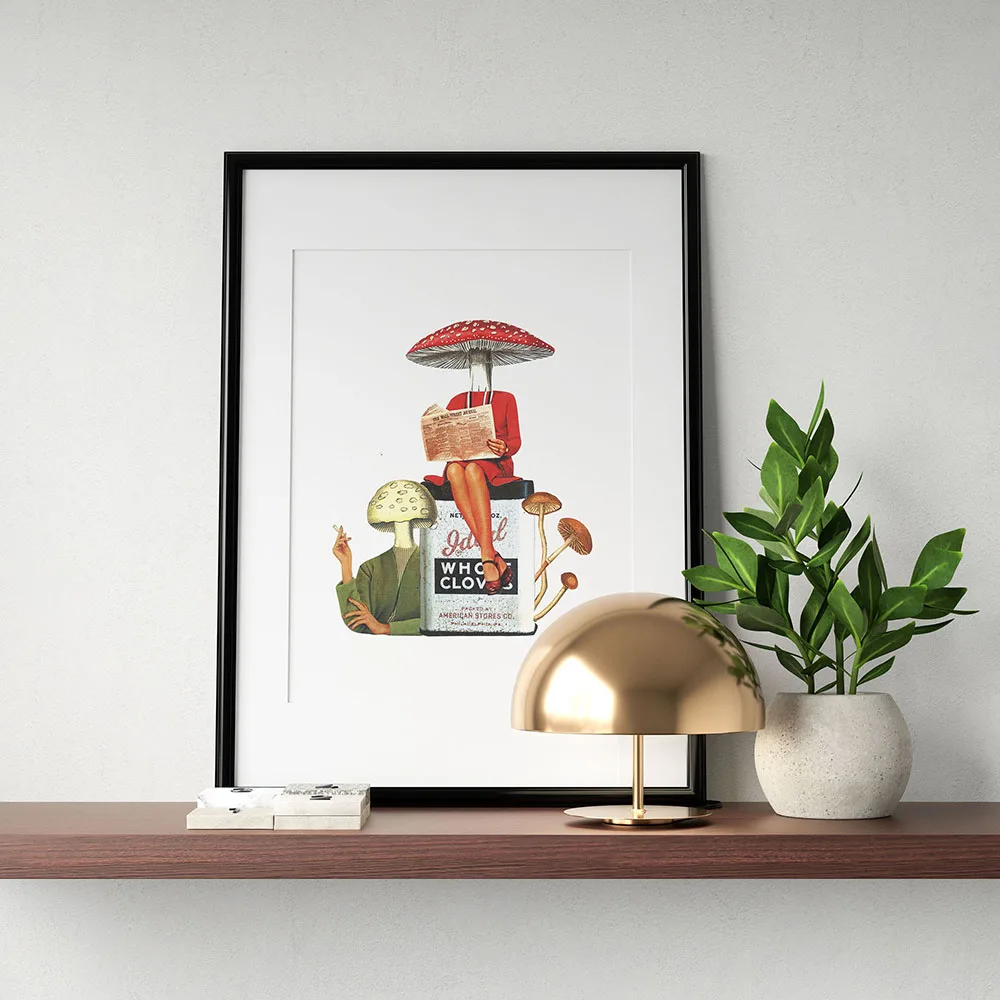 

Abstract Mushroom Poster Prints Funny Women Canvas Art Painting Abstract Vintage Frog Animal Wall Picture Living Room Home Decor