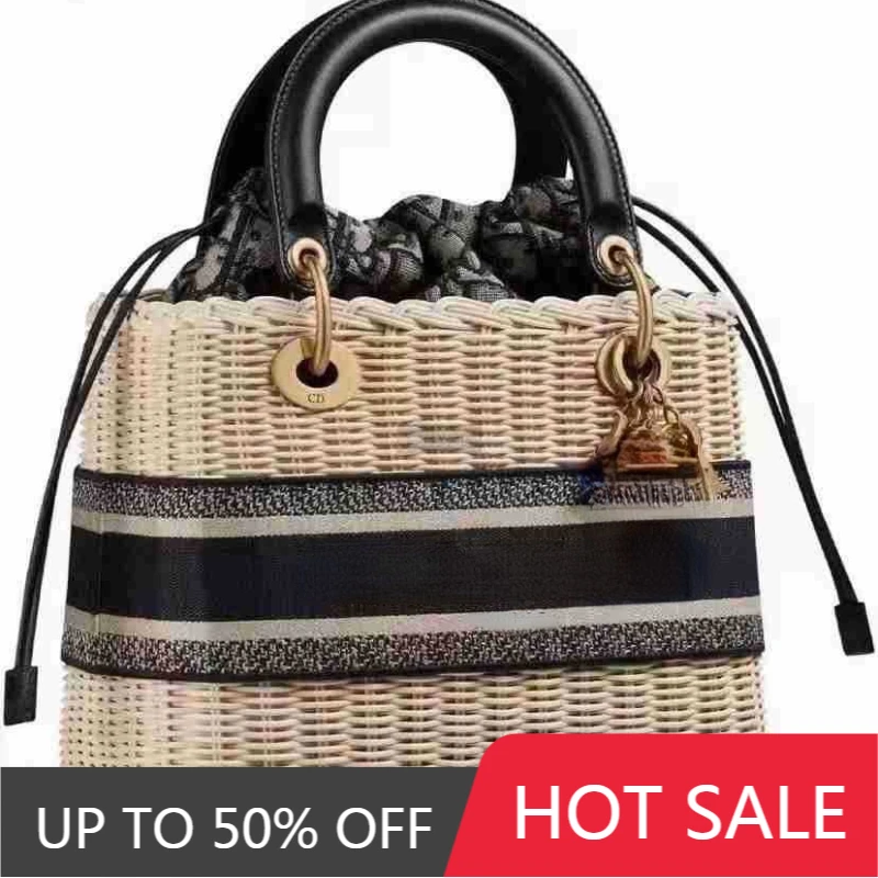

AIOSC Women Designer Shoulder Bag Fashion Letter Printed Luxury Straw Weave Bag TopHandle Casual Totes Female Purses and Handbag