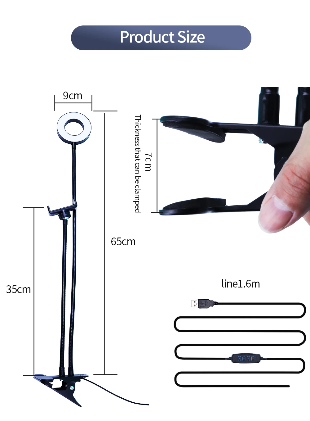 universal selfie ring light with flexible mobile phone holder lazy bracket desk lamp led light for live stream office kitchen free global shipping