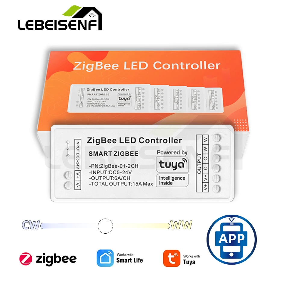 

Смарт-контроллер светодиодной ленты Tuya Zigbee 3,0, RGB + CCT RGBW, RGB CCT, Одноцветный диммер, поддержка приложения Smart Life, Голосовое управление