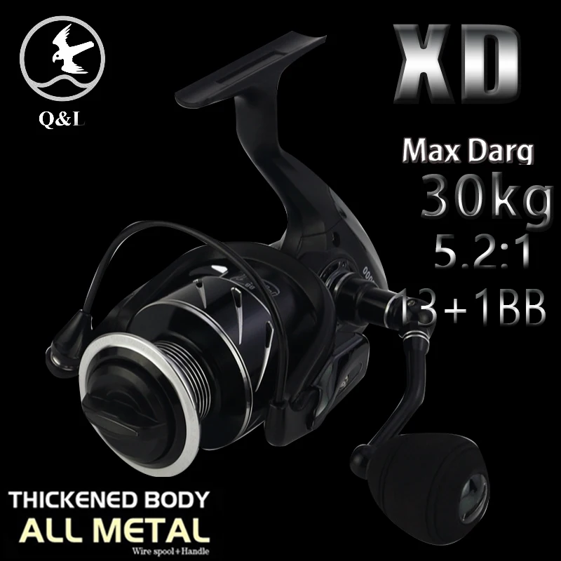 

Q&L 2022 XD All Metal Cup Spinning 13+1BB 5.2:1 CNC rocker arm japan Reel high strength Spinnning Reel 30kg Max Drag