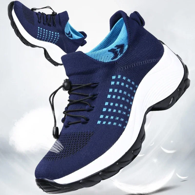 Женские прогулочные модные тканые носки кроссовки дышащая удобная обувь для