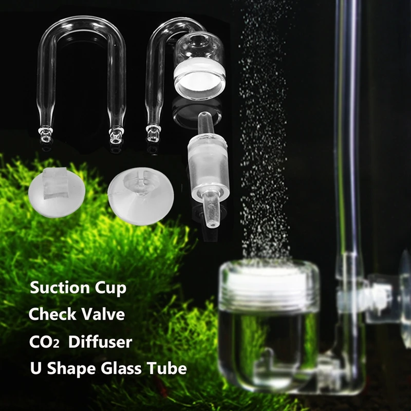 

1 Set Aquarium CO2 System Diffuser 360 Degrees Check Valve U Shaped Glass Tube Bend Accessory DIY for Fish Tank Live Plants