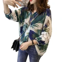 new summer tops for women print bouses 2022 lace shirt fashion 34 sleeve chiffon blouse plus size ladies casual blouse tops 4xl