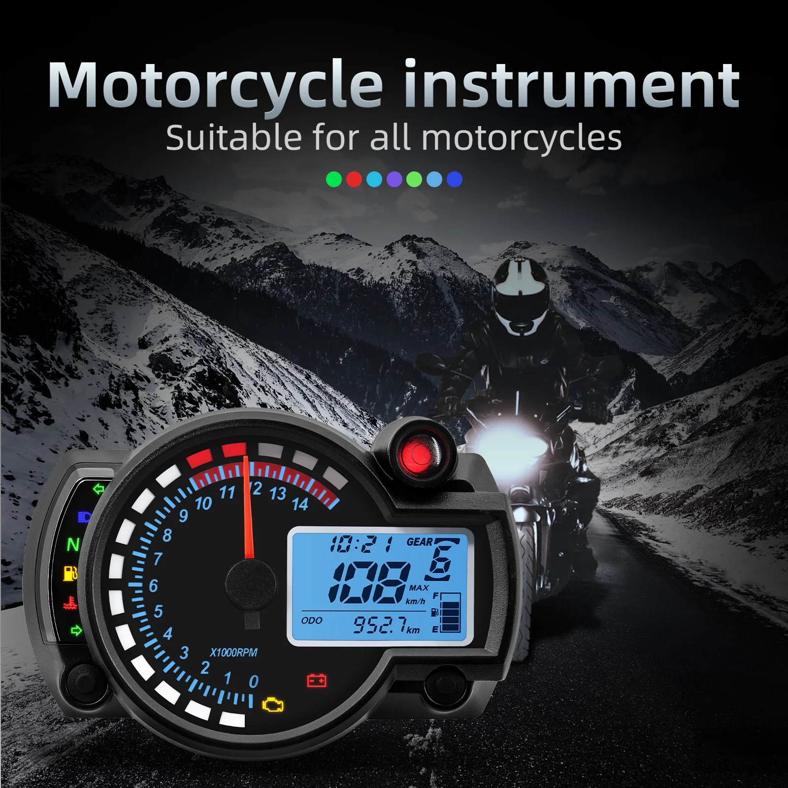 Универсальный мотоцикл RX2N одометр спидометр тахометр топливный Mete ЖК цифровой 7 цветов датчик скорости Макс 299 км/ч приборная панель для мотоцикла