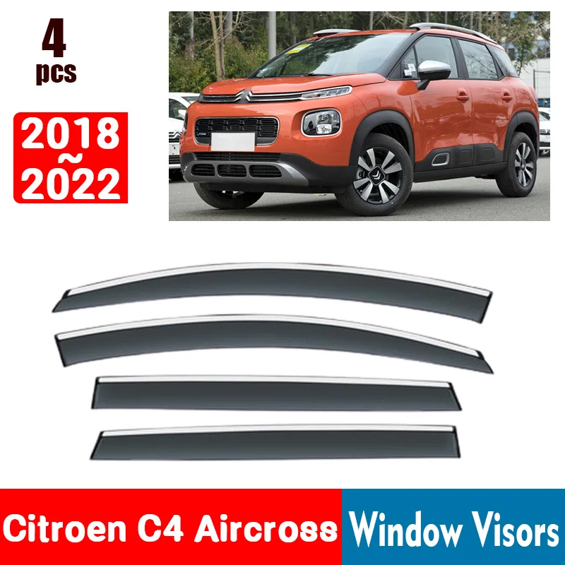 FOR Citroen C4 Aircross 2018-2022 Window Visors Rain Guard Windows Rain Cover Deflector Awning Shield Vent Guard Shade Cover