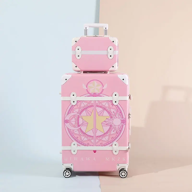 Retro Trolley Case Female Travel Suitcase Pink Cute Trolley Luggage Trolley Password Box 20 Inch Carry on Suitcases Big Bag