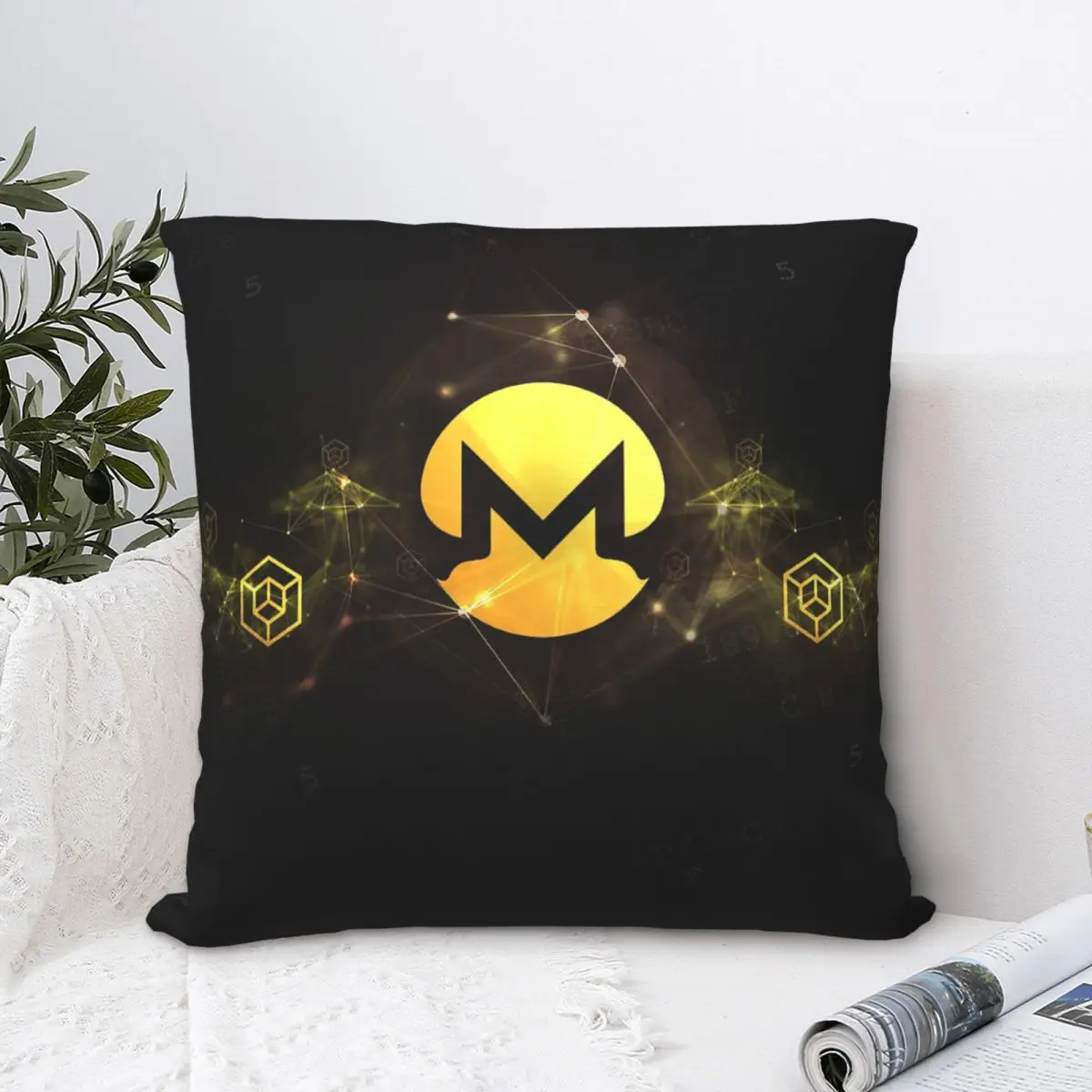 

XMR Essential Polyester Cushion Cover Cyptocurrency Home Office Decorative Soft Coussincase