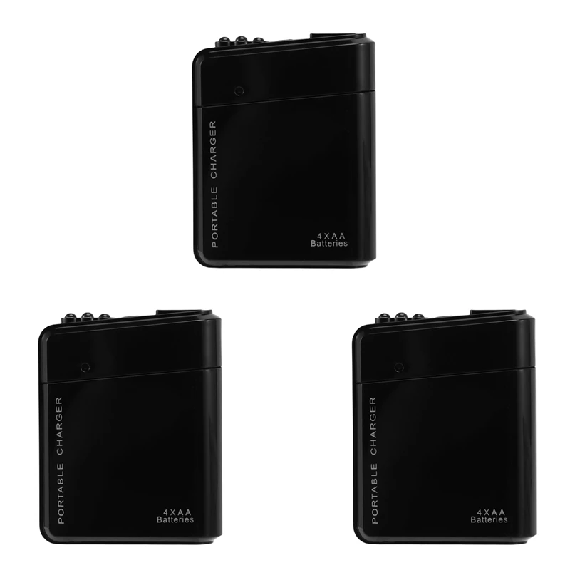 

3X Black 4X AA Battery Portable Emergency Power Charger USB For Cell Phone