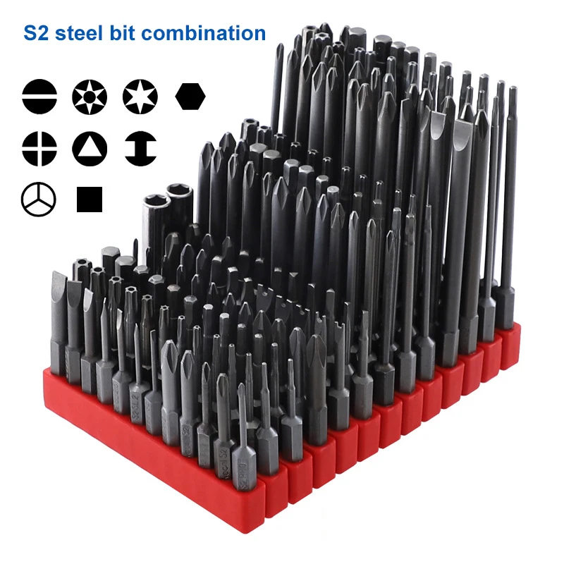 

12Pcs 100" Hex Shank 50-1/4mm S2 Steel Hand Tools Magnetic Electric Screwdriver Bits