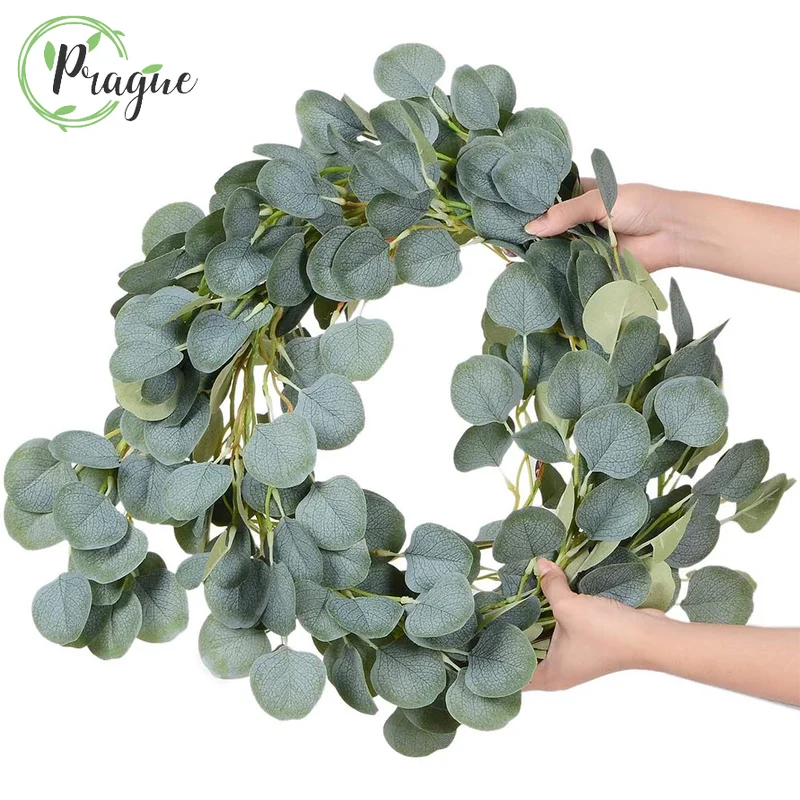 2M Eucalyptus Garland Artificial Faux Garland Wall Decor Silver Dollar Eucalyptus Greenery Leaves Vines Plant for Wedding Arch