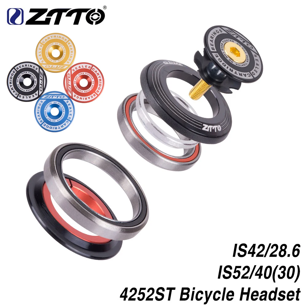

ZTTO Bicycle Fork Bearing Bowl Set Headset 42mm 52mm CNC 1 1/8"-1 1/2" Tapered Tube Fork Straight IS42 IS52 4252ST