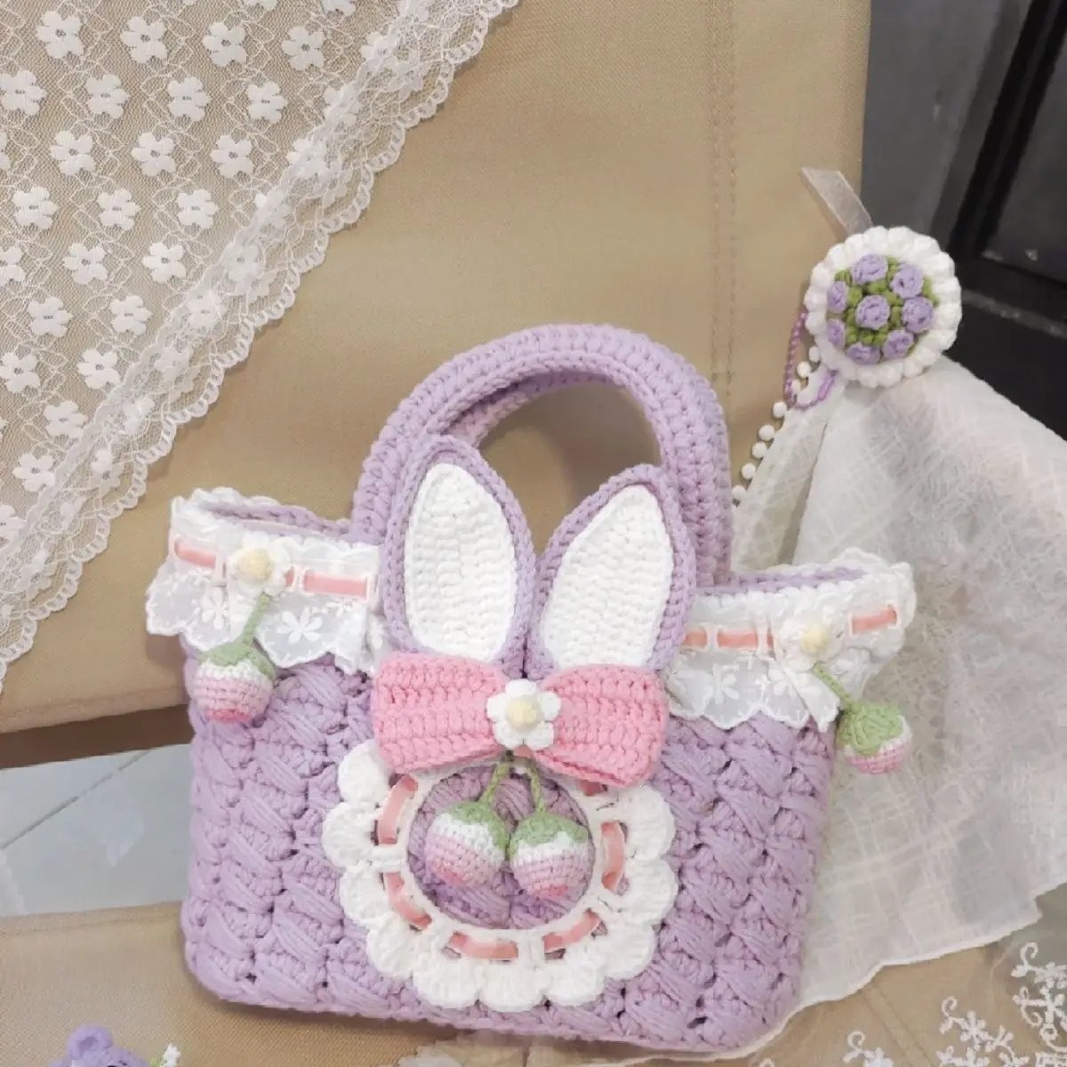 【Пакет материалов сделай сам】 Вязаная пряжа Сумка ручной работы Набор крючков