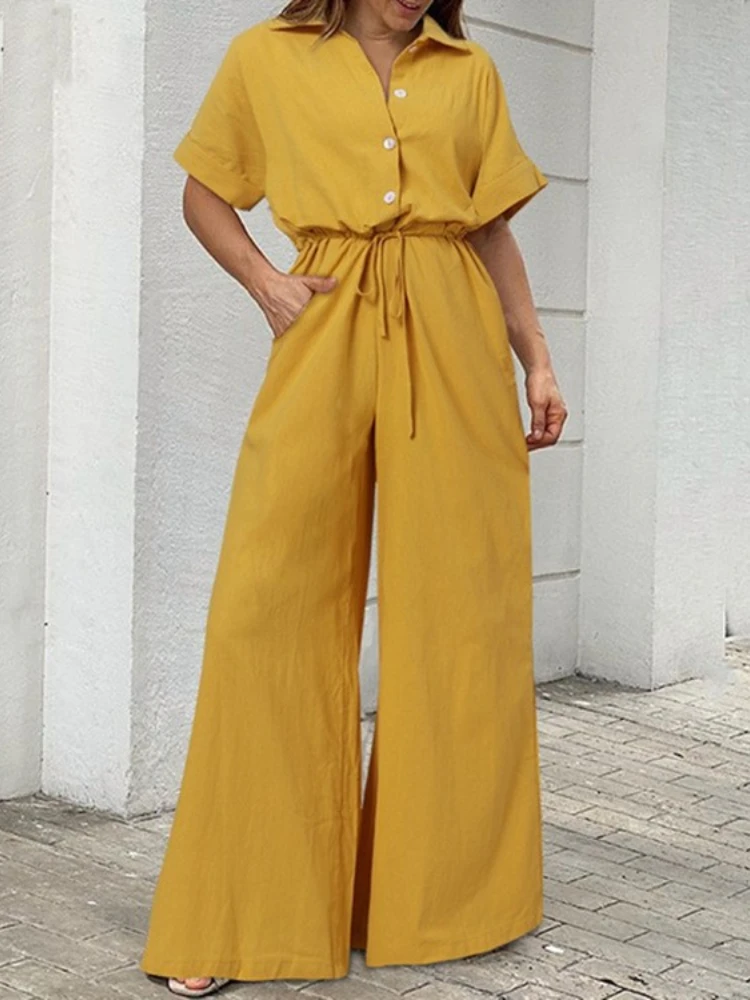 

Women's Casual Suit 2 Piece Sets Women Outfits Summer Spring Fashion Solid Color Lapel Short Sleeved High Waisted Wide Leg Pants
