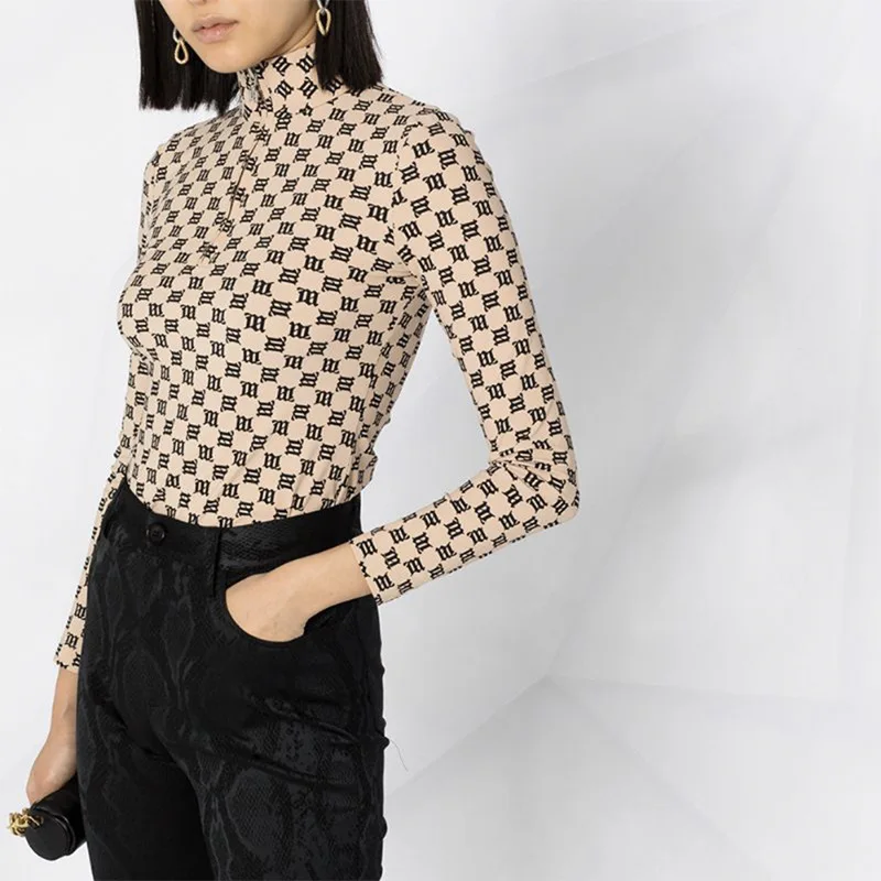 

New Design Dress Shoes High Street Clothing Letter Classic Fashion Hip-hop Long Sleeve O-Neck Women Clothes Woman Sexy T-shirts