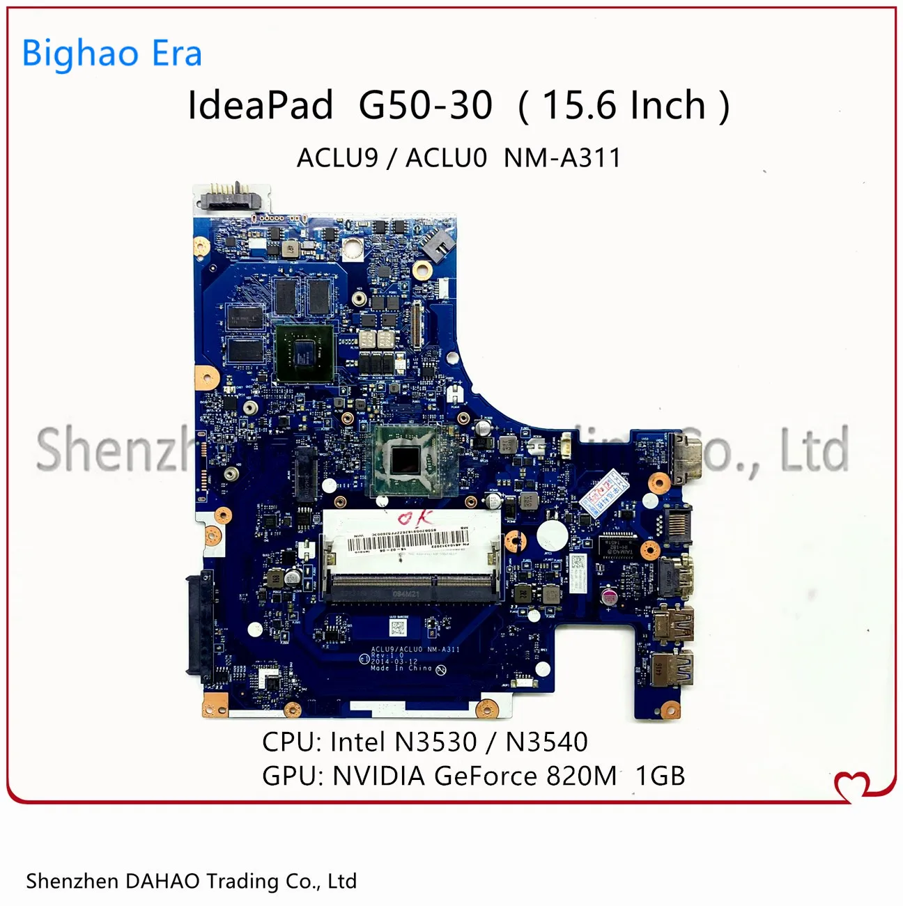 

Материнская плата для ноутбука Lenovo IdeaPad с процессором N3530/N3540 GT820M 1G-GPU 5B20G91619 5B20G91616, материнская плата 100% ОК
